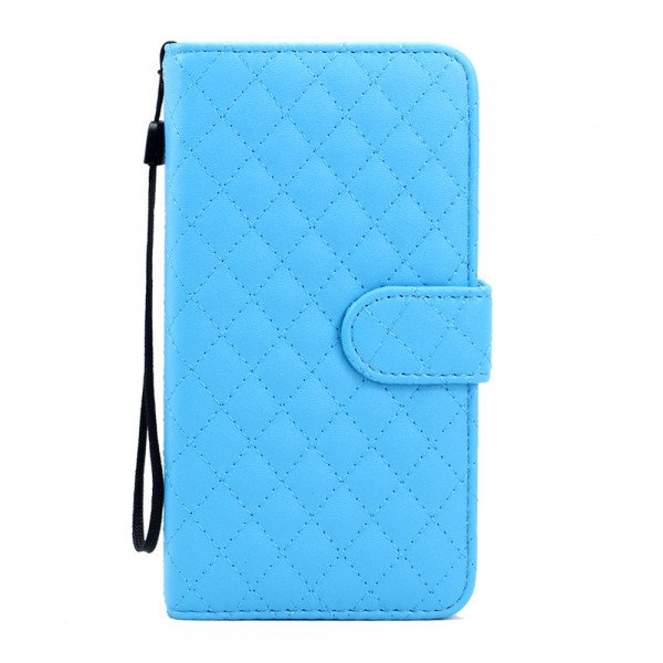 Wholesale Samsung Galaxy Note 5 Quilted Flip Leather Wallet Case with Strap (Blue)